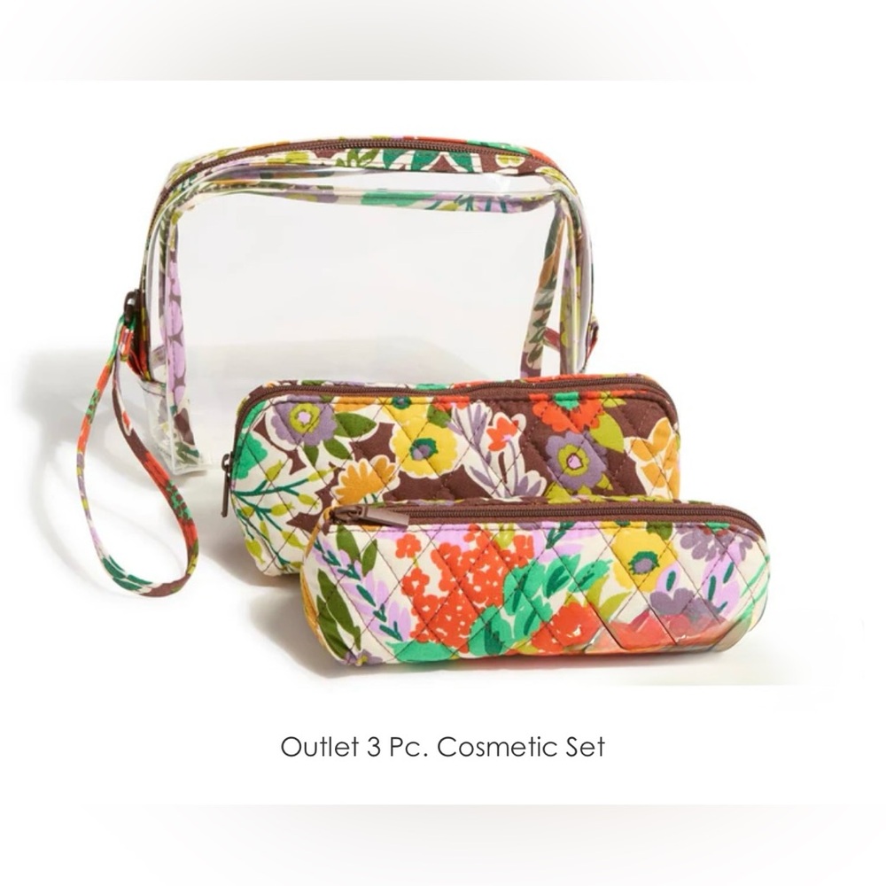 Vera Bradley 3 piece cosmetic set in Evening Garden